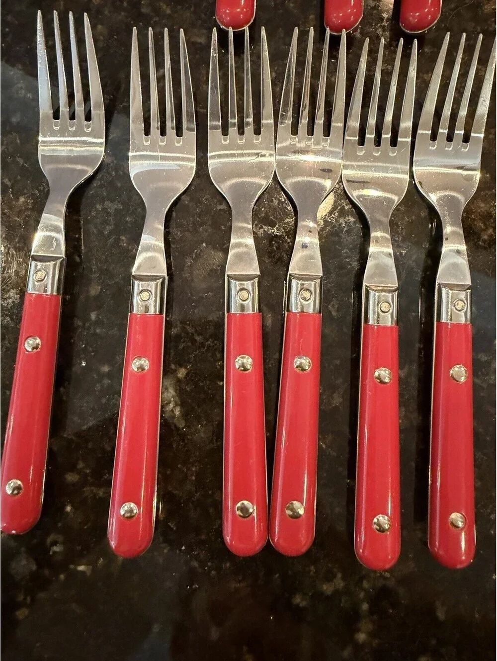 Vintage 80s Gibson Flatware French Country Style Red Handle 17 Pieces EUC